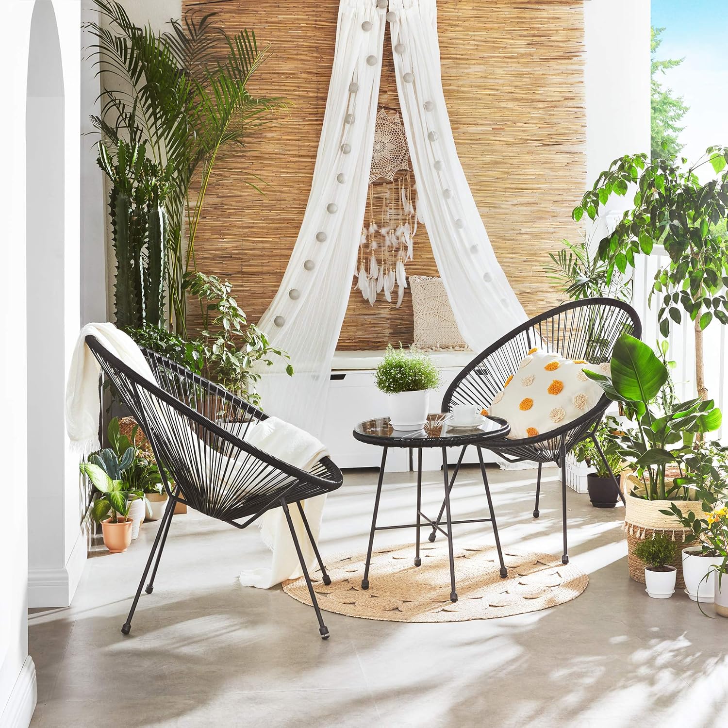 Outdoor Settee 2-Seat Garden Furniture with Backrest PE Rattan wourant