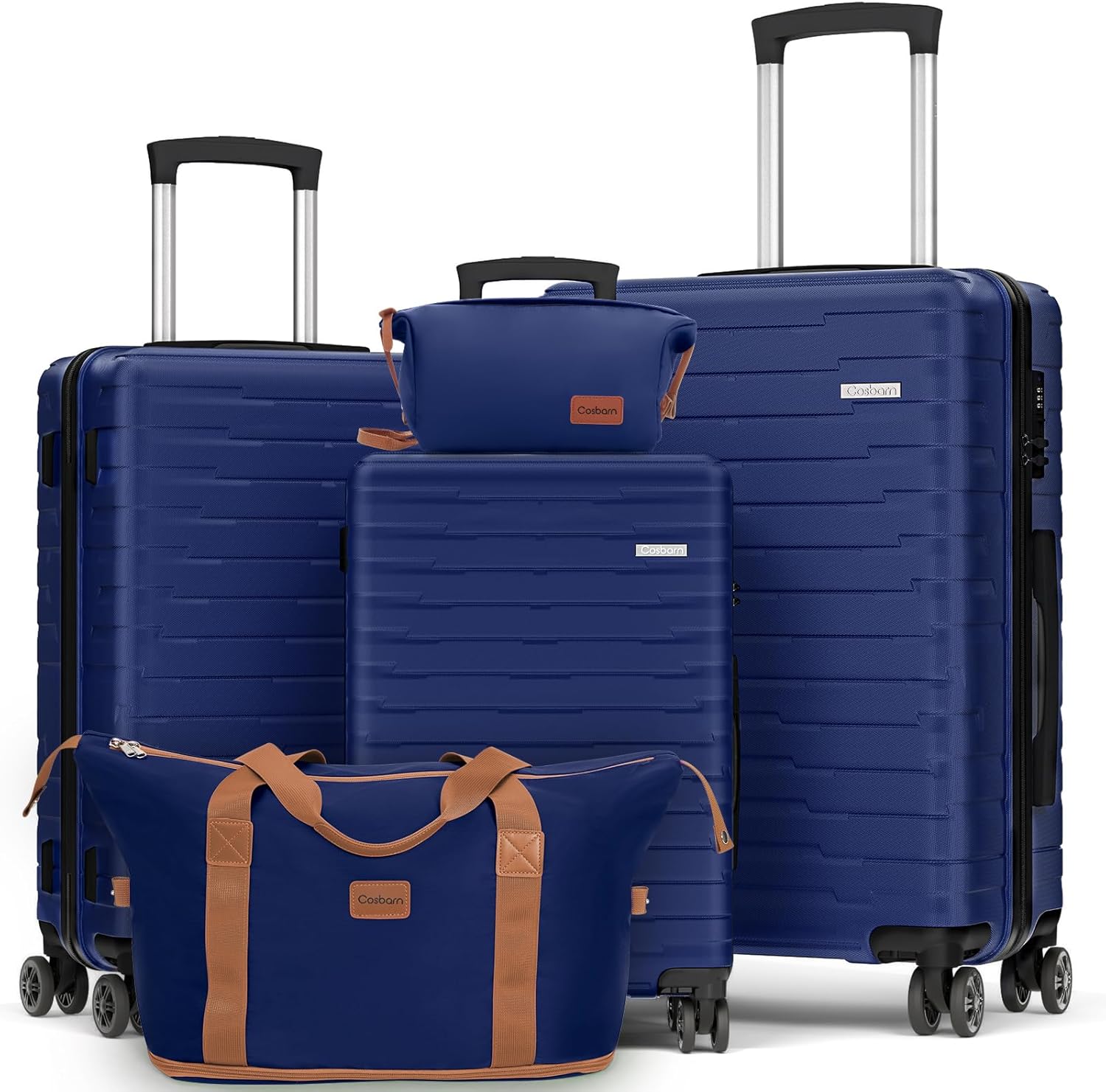 5-piece luggage set with wheels, ABS hardshell suitcase with spinner wheels wourant