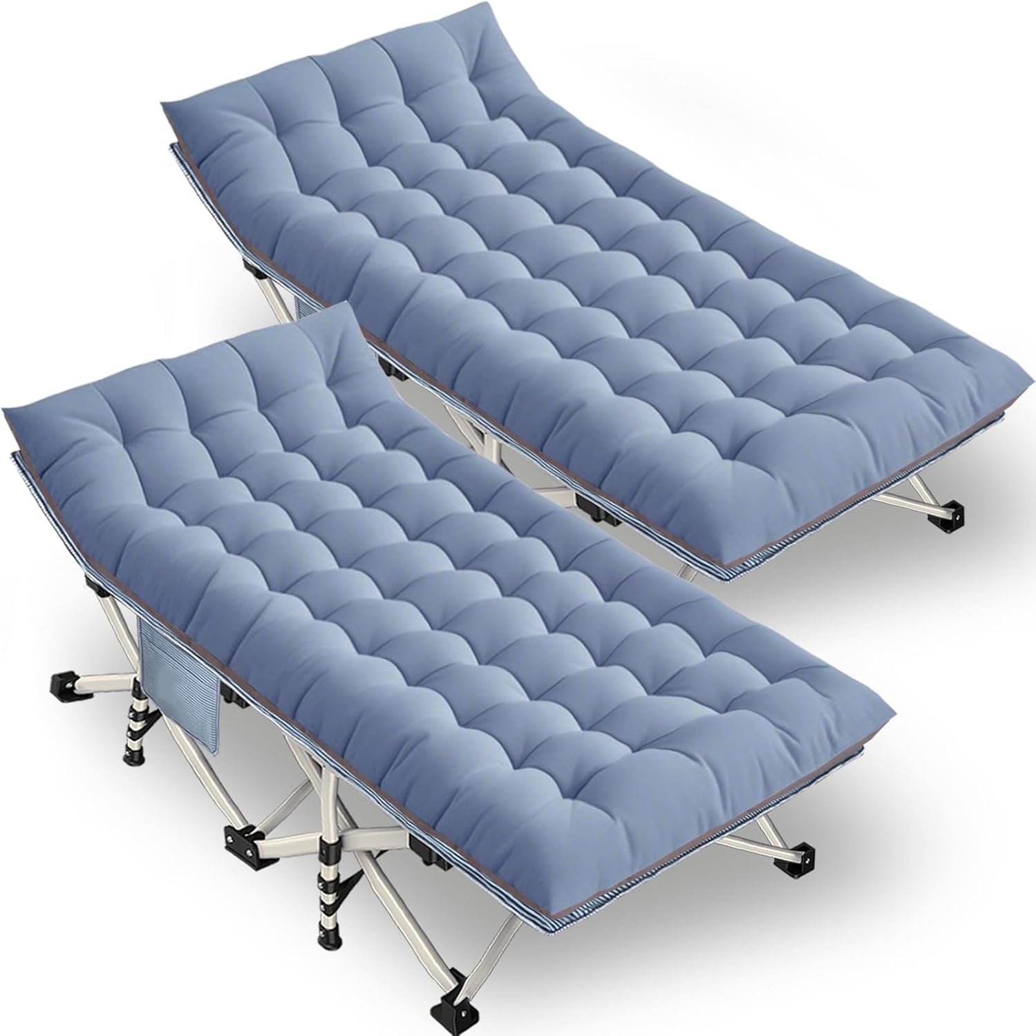 2 Pack Camping Cot with Mattress Comfortable Sleeping Cot Camping Cots for Adults 2 Person Folding Cot Heavy Duty Cots for Sleeping with Carry Bag Outdoor Indoor Home Vacation wourant