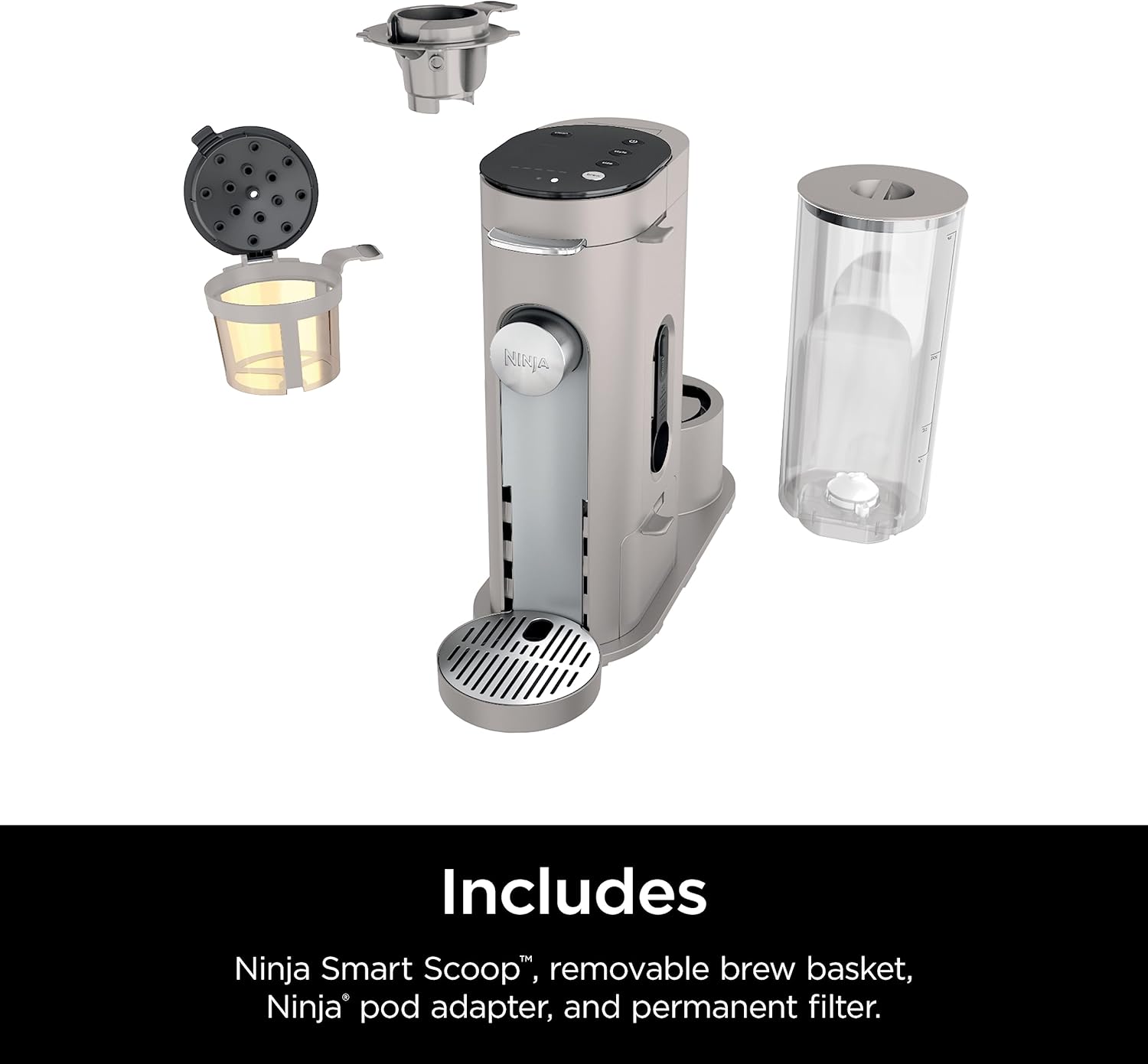 Ninja Pods & Grounds Single-Serve Coffee Maker, K-Cup Pod Compatible, Brews Grounds, Compact Design, 56-oz. Reservoir, 6-oz. Cup to 24-oz. Travel Mug Brew Sizes, Iced Coffee Maker, Stone, PB041ST wourant
