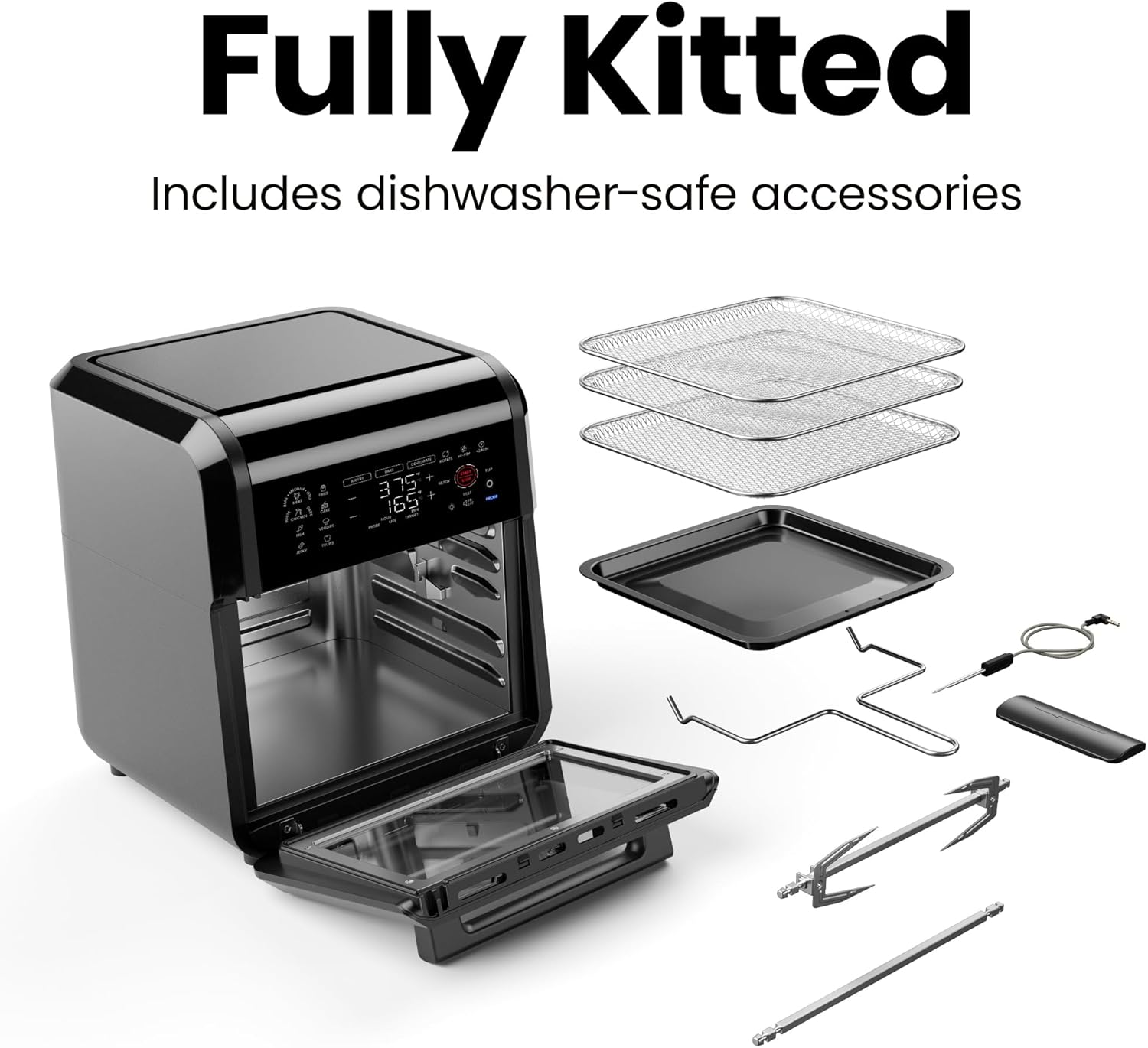 CHEFMAN ExacTemp 12-Quart Air Fryer Integrated Smart Cooking 28 Touchscreen Presets wourant