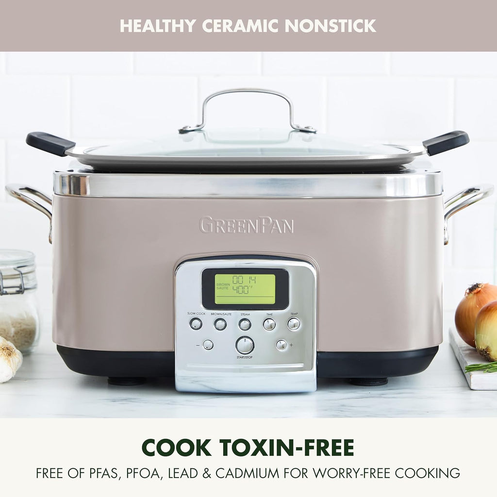 8-in-1 Programmable 6QT Electric Slow Cooker with Dishwasher-Safe Lid and Removable Base wourant