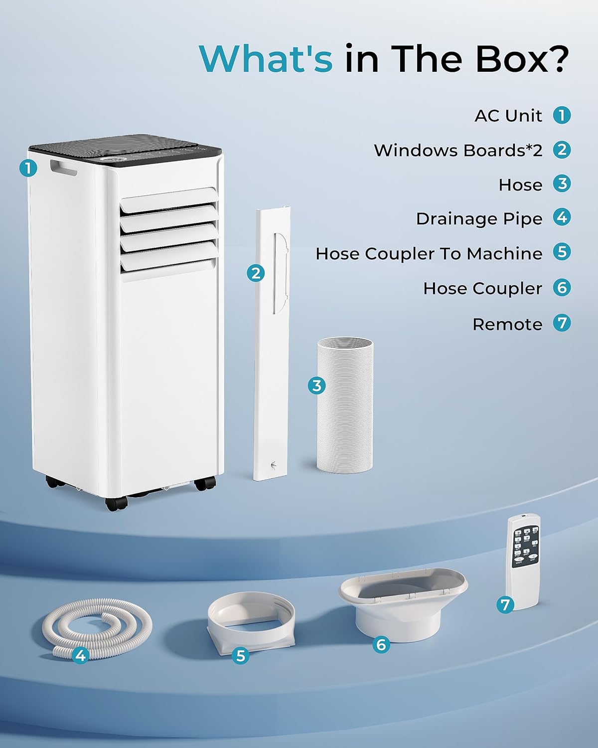 EUHOMY 8,000 BTU Portable Air Conditioners, 4-in-1 Portable AC Unit Up to 350 Sq.Ft, 4 Modes Quiet Air Conditioner with Remote Control, Cool, Fan, Dehumidifier, 24H Timer, Bedroom, Office, Apartments wourant
