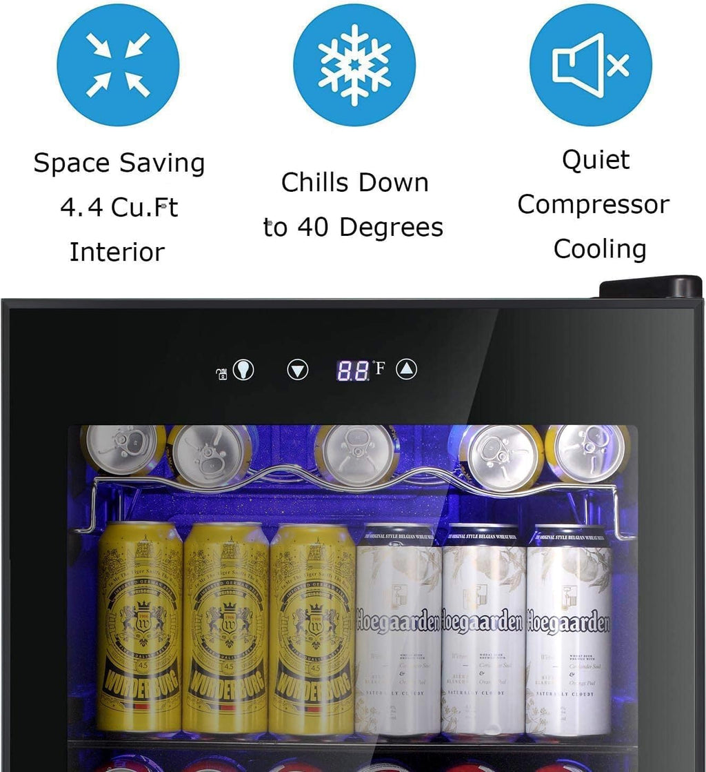 Antarctic Star Beverage Refrigerator Cooler 68 Can, Mini Fridge with Glass Door for Beer Drinks Wine,Freestanding Small Fridge with Electronic Temperature Control for Home and Bar,1.7 cu.ft wourant