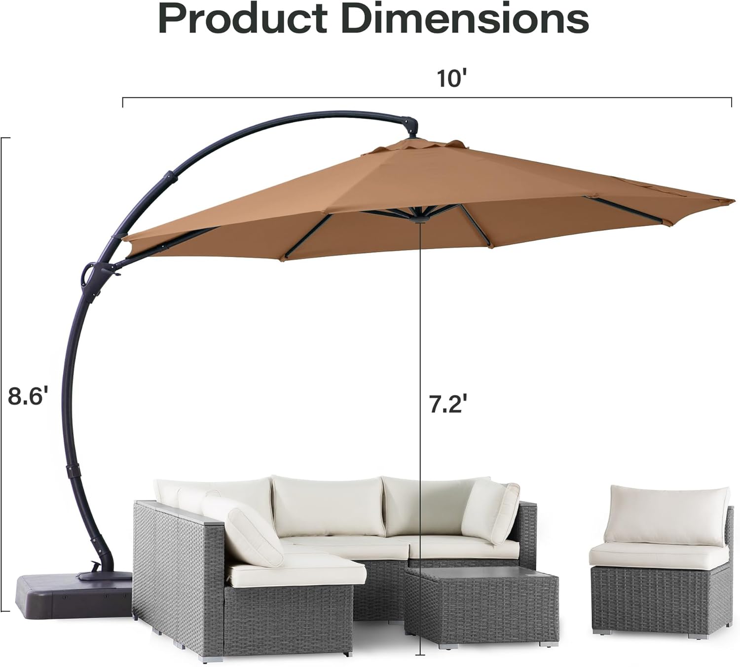 LAUSAINT HOME Outdoor Patio Umbrella with Base included, 11 FT Deluxe Curvy Cantilever Umbrella Heavy Duty Offset Hanging Umbrella with 360° Rotation for Market, Pool, Garden, Backyard, Deck (Beige) wourant
