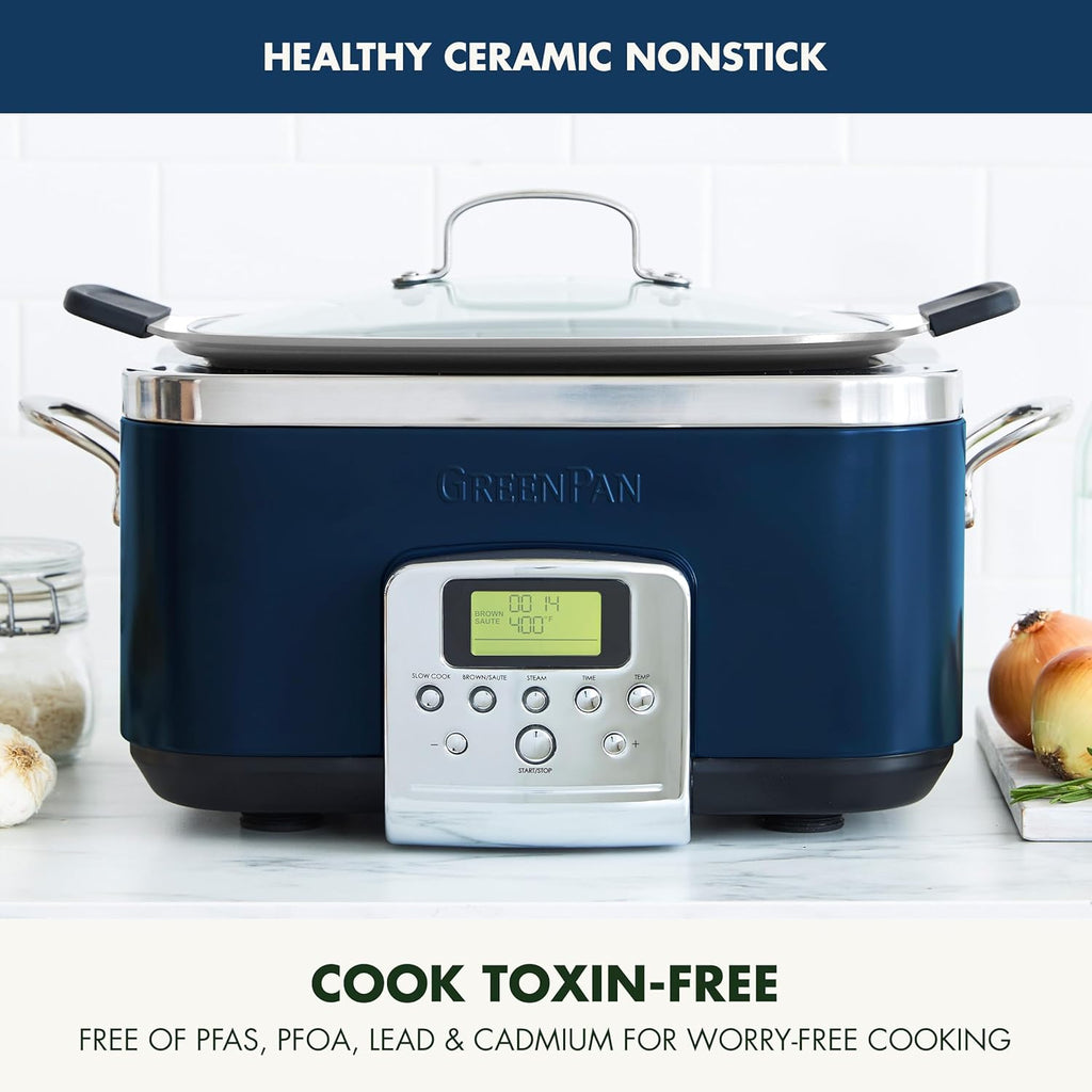 8-in-1 Programmable 6QT Electric Slow Cooker with Dishwasher-Safe Lid and Removable Base wourant