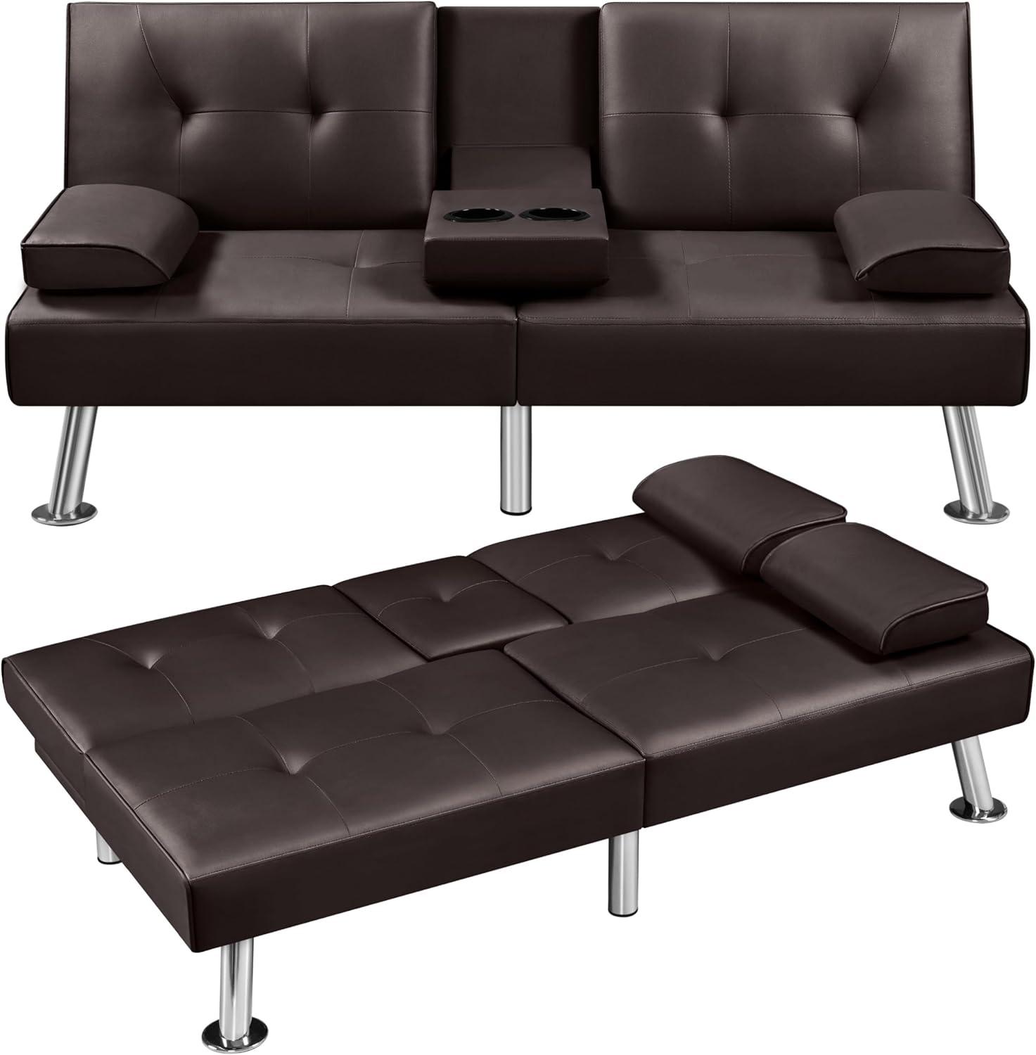 Convertible Sofa Bed Modern Imitation Leather Home Recliner Flip Double Sofa Folding Sofa Bed Guest Bed wourant