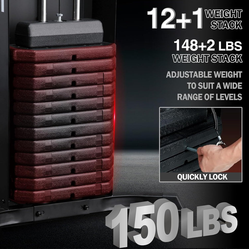 Mikolo Home Gym, Workout Station with 150LBS Weight Stack, Multifunctional Home Gym Equipment wourant