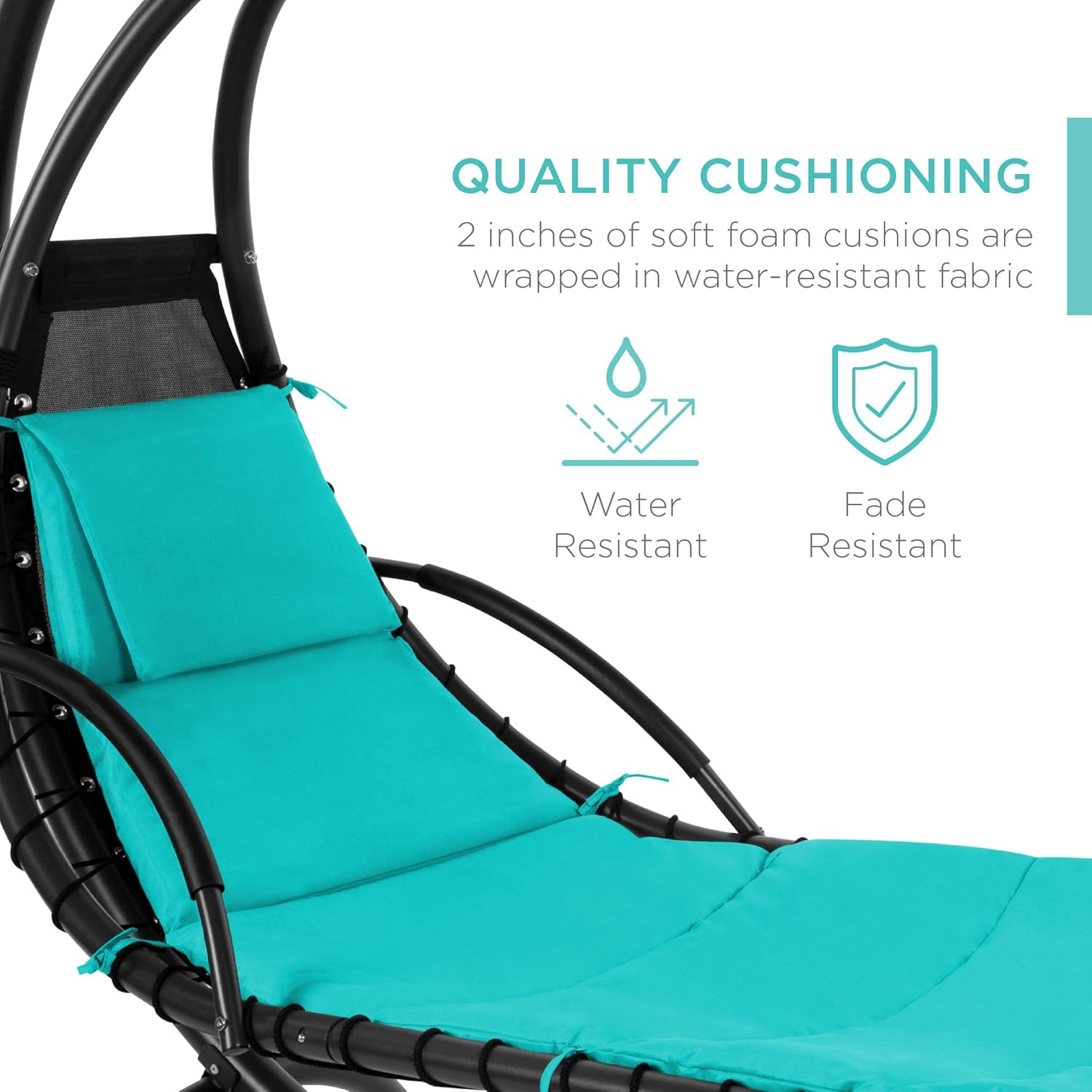Best Choice Products Outdoor Hanging Curved Steel Chaise Lounge Chair Swing w/Built-in Pillow and Removable Canopy - Charcoal Gray wourant