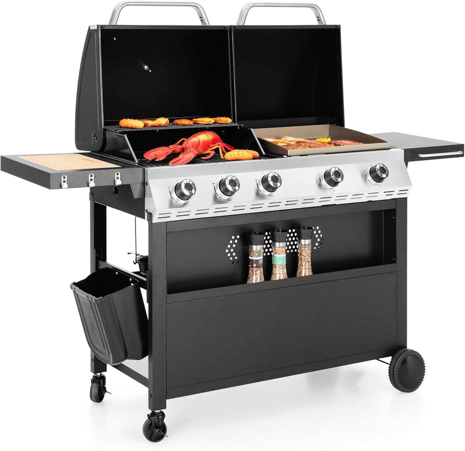 Captiva Designs Propane Gas Grill and Charcoal Grill Combo with Side Burner wourant