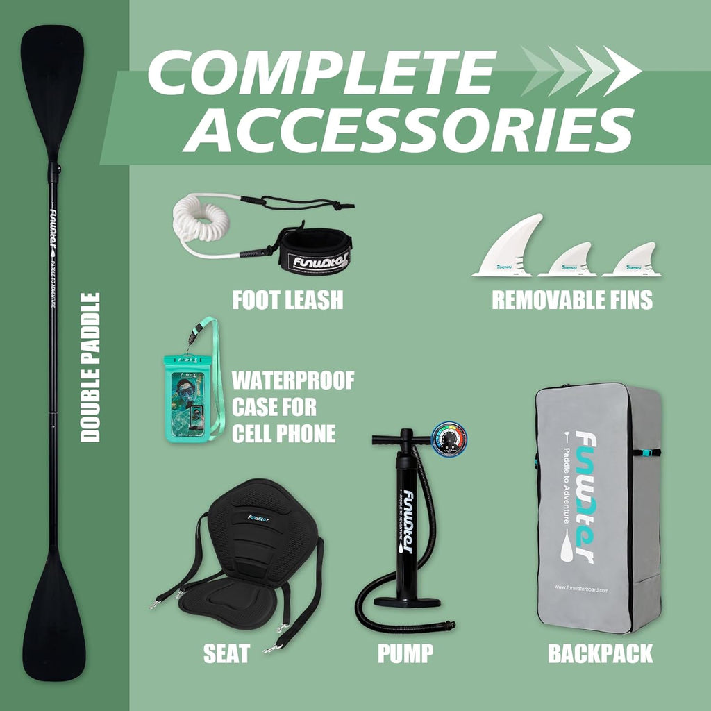 FunWater Inflatable Stand Up Paddle Board with Premium SUP Paddle Accessories, Non-Slip EVA Deck, 11'/10'6' Paddle wourant