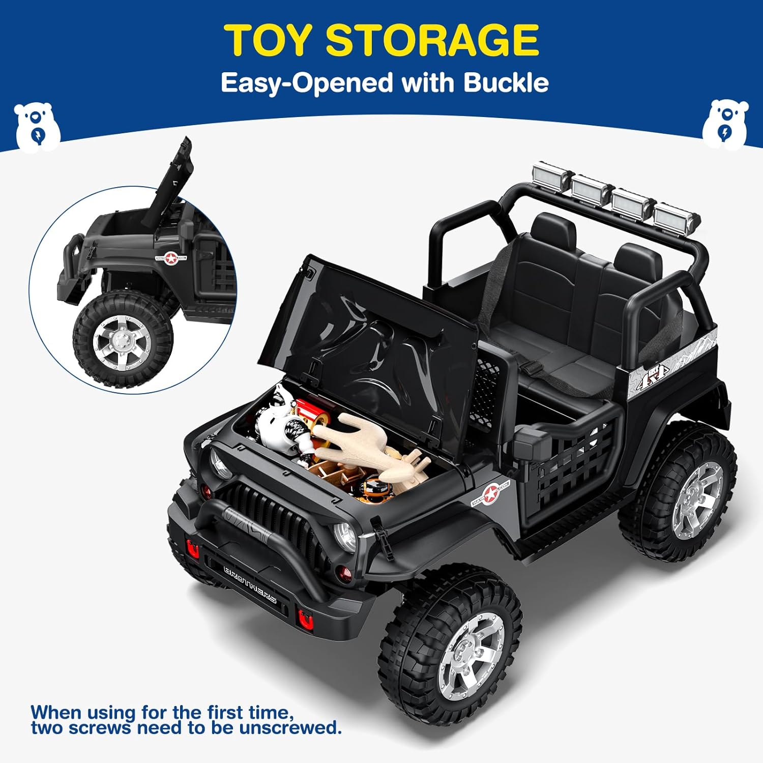 L8 Ride On Car, 2 Seater, 12V Kids Electric Car w/Remote Control, 4-Wheel Suspension, Bluetooth Speaker, Multi Music Modes, 3 Speeds, LED Lights, Xmas & Birthday Gift Ideas for Kids Ages 3+ wourant
