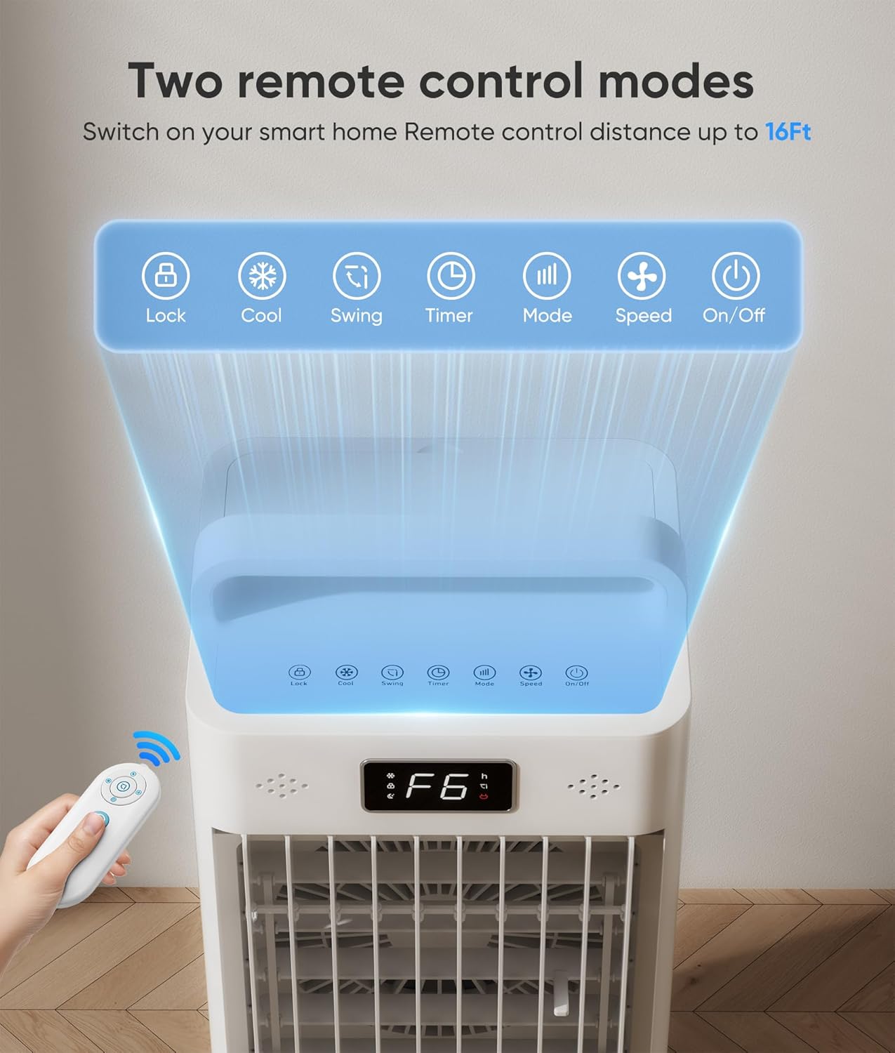 Portable Air Conditioners, 3-IN-1 Swamp Cooler, Evaporative Air Cooler,Remote & Touch Control, 90°+90° Oscillation,LED Screen, Air Coolong Fan for Outdoor Indoor woonhhop