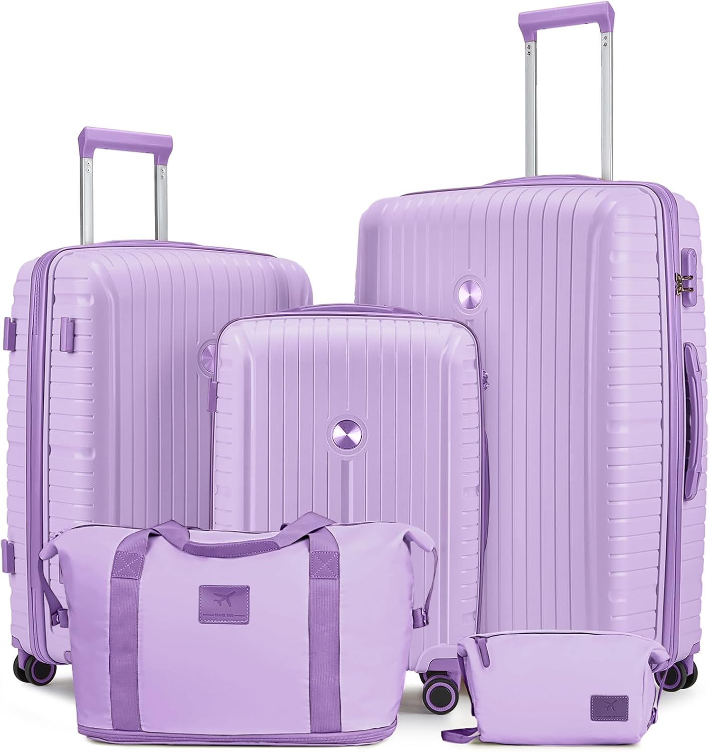5-piece PP hardshell lightweight travel carry-on luggage set with dual spinner wheels and TSA lock wourant
