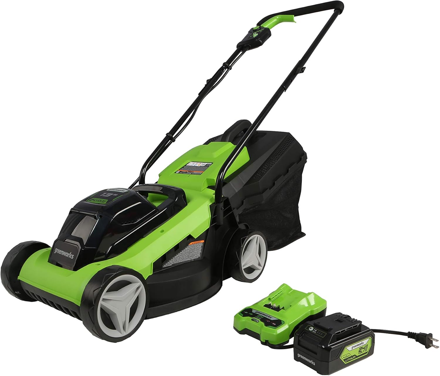 Greenworks 24V 13 Brushless Cordless Lawn Mower with 4.0Ah Battery & Charger wourant