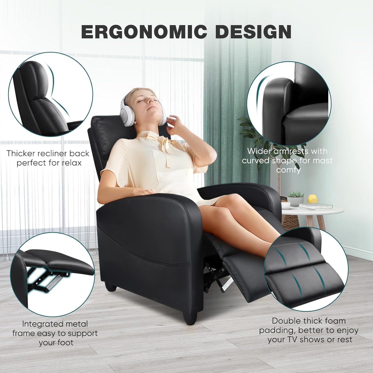 Swivel Rocking Recliner Chair with Extra Large Footrest High Back, Upholstered Glider Nursery Chair for Living Room, Bedroom & Nursery, Comfortable Deep Seat for Relaxation, Grey wourant