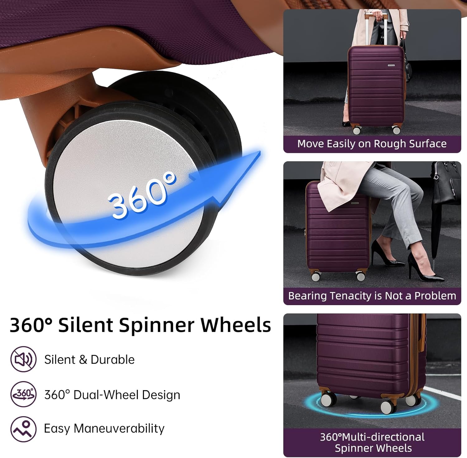 6-piece luggage set, expandable hardshell suitcase set with spinner wheels, lightweight rolling luggage set wourant