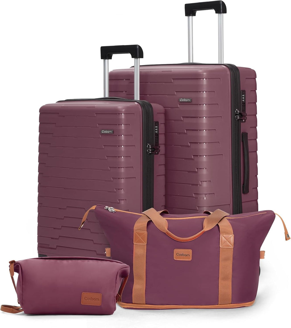5-piece luggage set with wheels, ABS hardshell suitcase with spinner wheels wourant