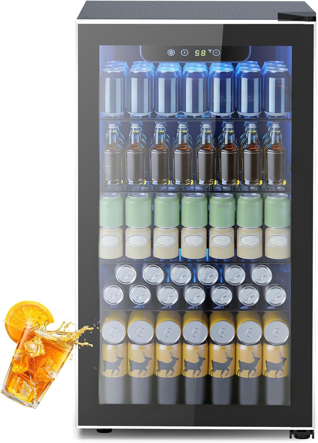 Electactic Mini Fridge 130 Can Beverage Refrigerator Cooler 3.2 Cu.Ft Drink Fridge wourant