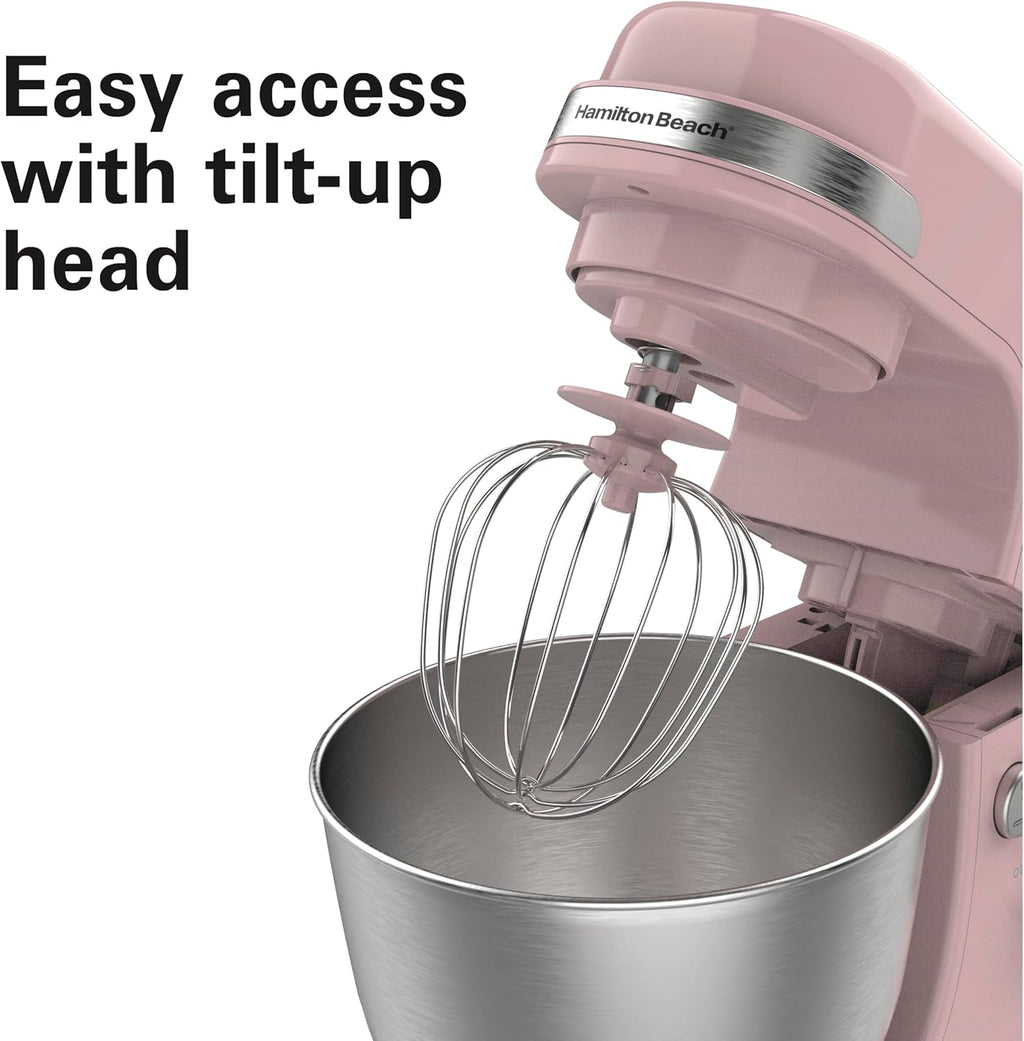 Hamilton Beach Electric Stand Mixer, 4 Quarts, Dough Hook, Flat Beater Attachments, Splash Guard 7 Speeds with Whisk, Black wourant