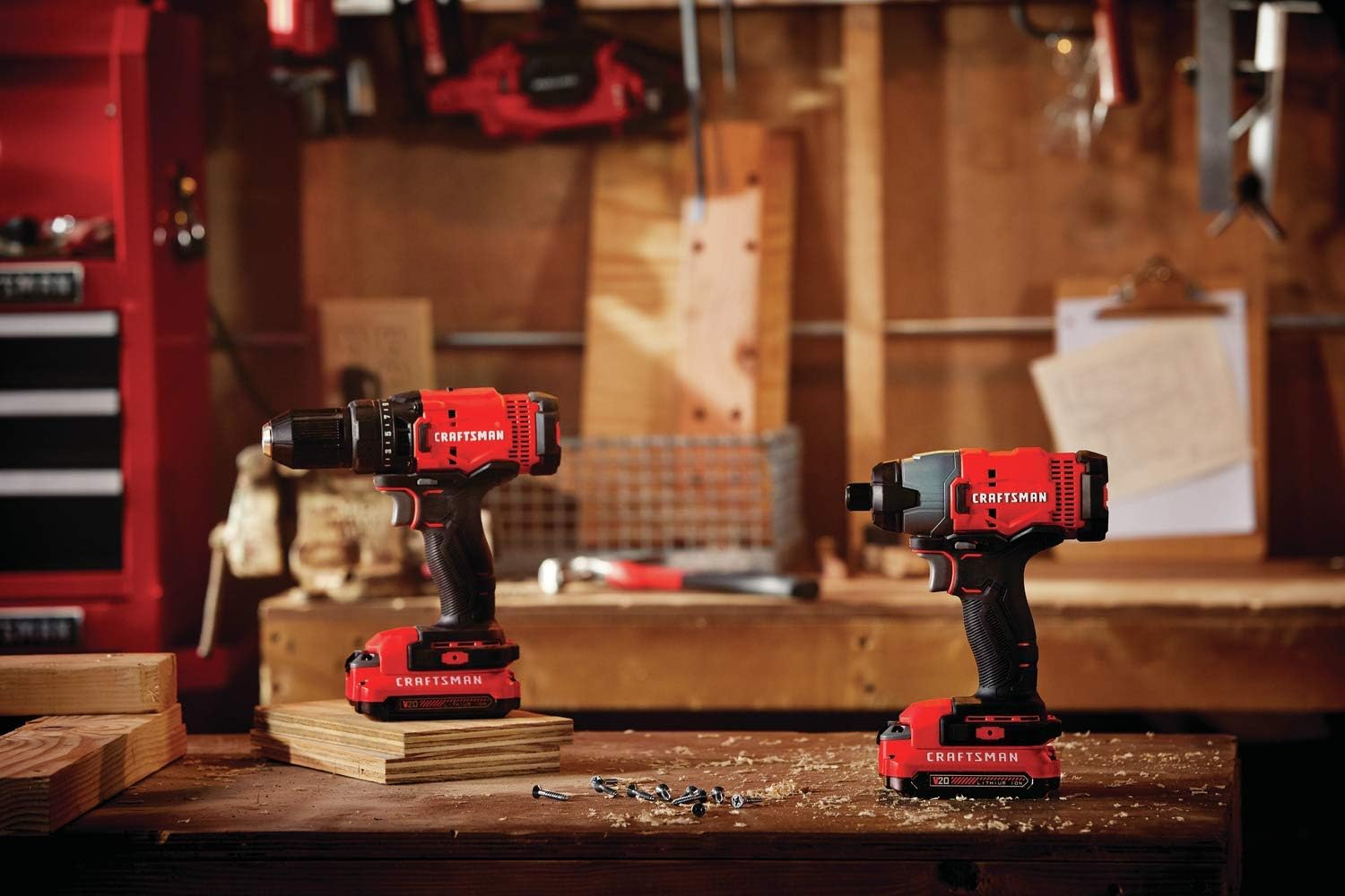 V20 MAX Cordless Drill and Impact Driver, Power Tool Combo Kit with 2 Batteries and Charger (CMCK200C2AM) wourant