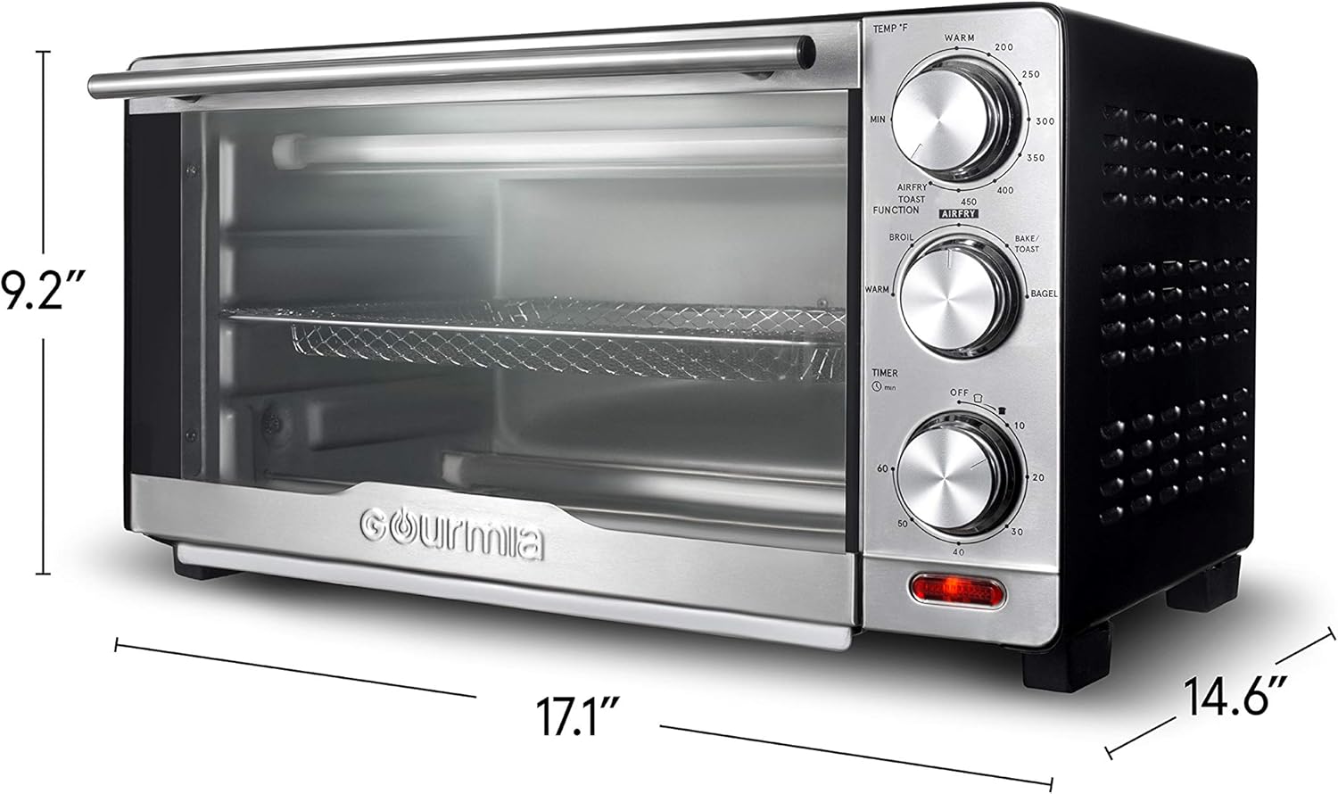 Gourmia Oven Air Fryer Combo with 17 Cooking Presets, 24L Capacity, Convection Rack, Baking Tray, Recipe Book GTF7460 wourant