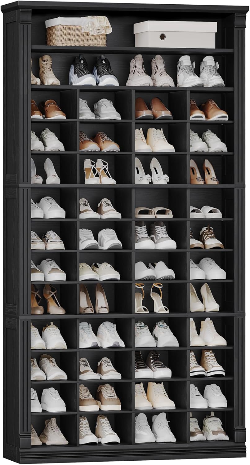 13 Tiers Shoe Storage Cabinet, Tall Shoe Cabinet with Cubby, Wooden Shoes Organizer wourant