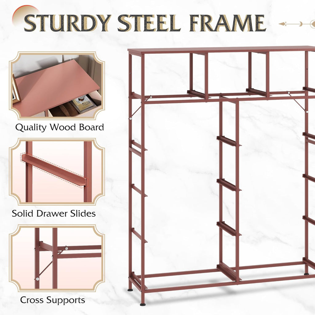 Storage Organizer Unit with 11 Fabric Bins, Storage Drawers Organizer with Steel Frame, Tall Storage Tower Organizaton wourant