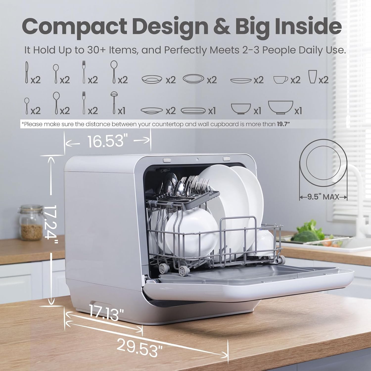 COMFEE' Portable Mini Dishwasher Countertop with 5L Built-in Water Tank for Apartments& RVs wourant
