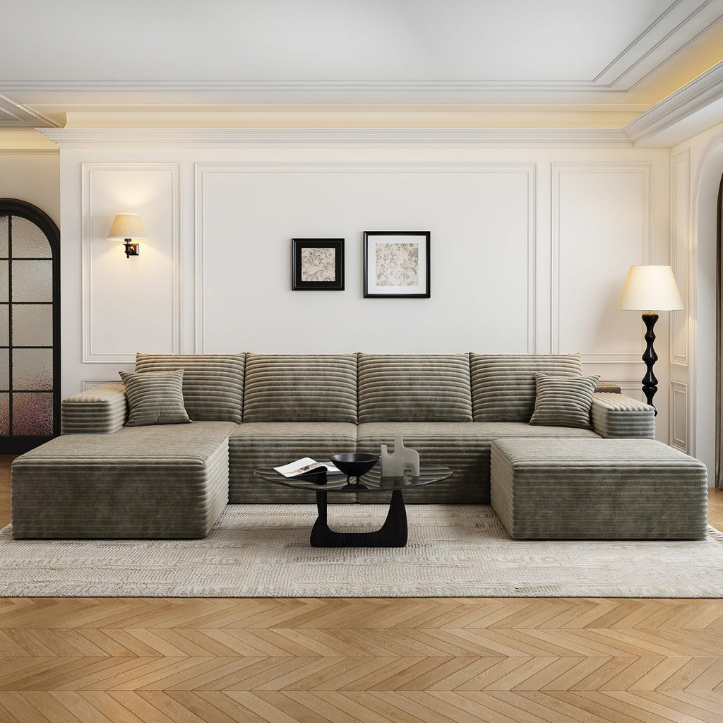 107.5 inch Cloud Modular Sectional Sofa with L-Shaped Chaise Lounge, Modern Minimalist Upholstered Sofa Deep Seating Corner Sofa wourant
