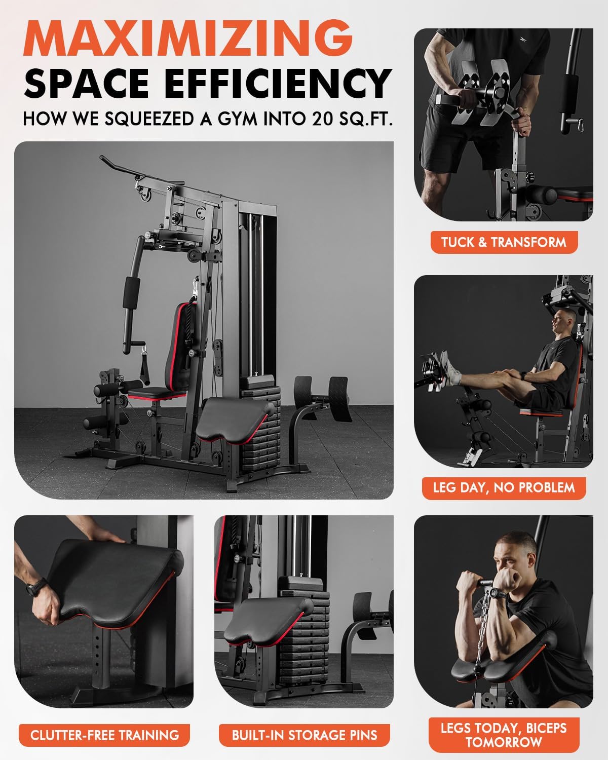 Mikolo Home Gym, Workout Station with 150LBS Weight Stack, Multifunctional Home Gym Equipment wourant