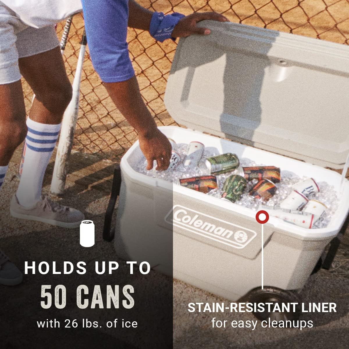 Coleman Classic Series Insulated Portable Wheeled Cooler, Leak-Resistant Outdoor Hard Cooler Keeps Ice up to 5 Days, 100-Quart wourant
