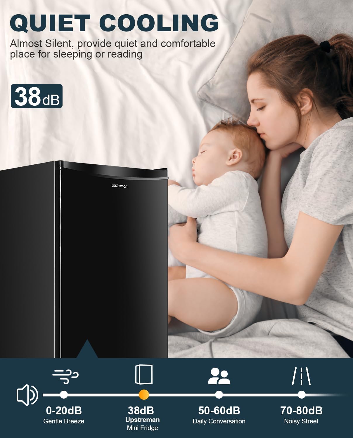 Upstreman 3.2 Cu.Ft Mini Fridge with Freezer, Single Door Mini Fridge, Dorm Fridge, Adjustable Thermostat, Mini Refrigerator for Bedroom, Office, Dorm, Black-BR321 wourant