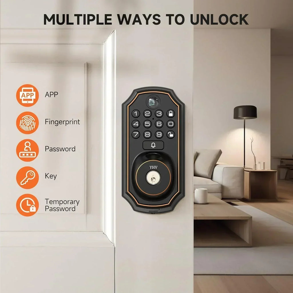 Keyless Entry Door Lock with Camera Fingerprint Smart Door Lock with App Remote Control wourant