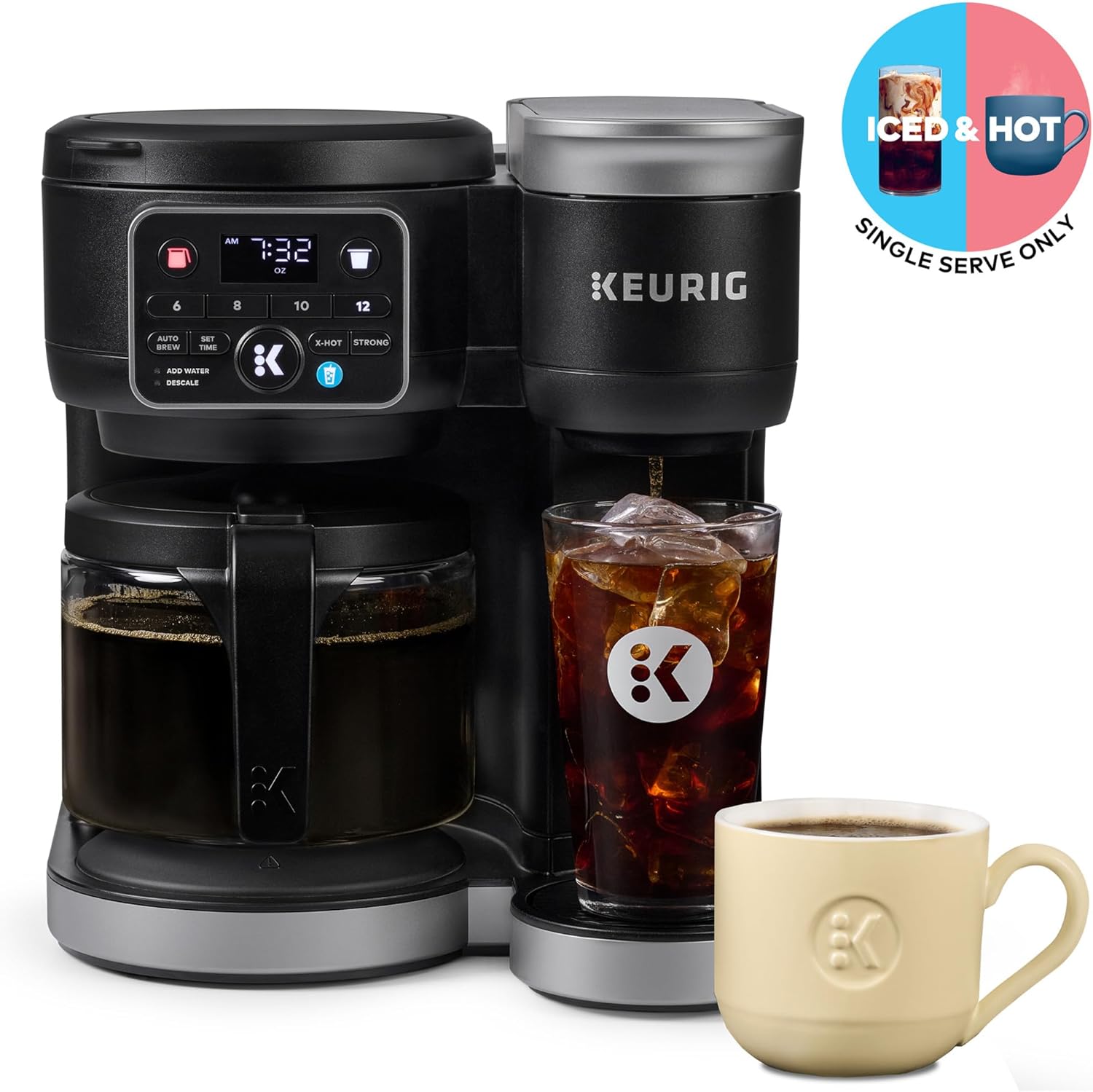 Keurig K-Duo Hot & Iced Single Serve & Carafe Coffee Maker MultiStream Technology 72oz Reservoir wourant