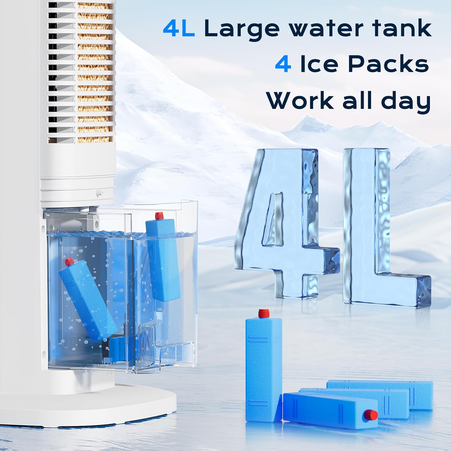 Evaporative Air Cooler, 3-in-1 Portable Air Conditioners for Room, 4 Modes 3 Speeds, Fast Cooling Portable AC Unit w/24H Timer, Remote Oscillating Tower Fan, Quiet Swamp Cooler for Bedroom Office wourant