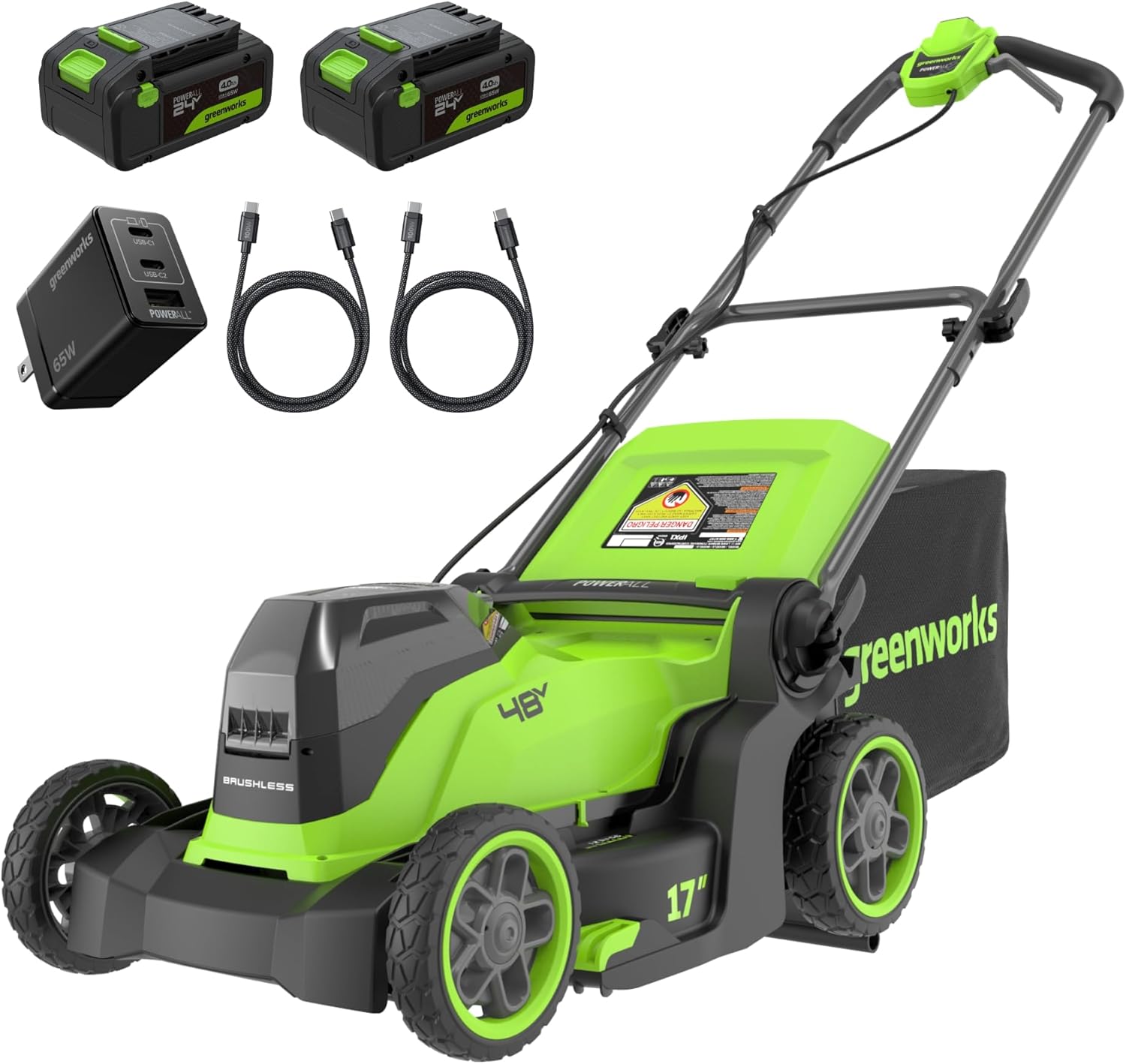 Greenworks 48V (24V x 2) 17" Cordless (Push) Lawn Mower (200+ Compatible Tools) wourant