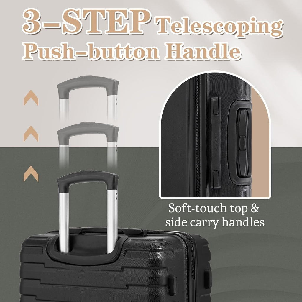5-piece luggage set with wheels, ABS hardshell suitcase with spinner wheels wourant