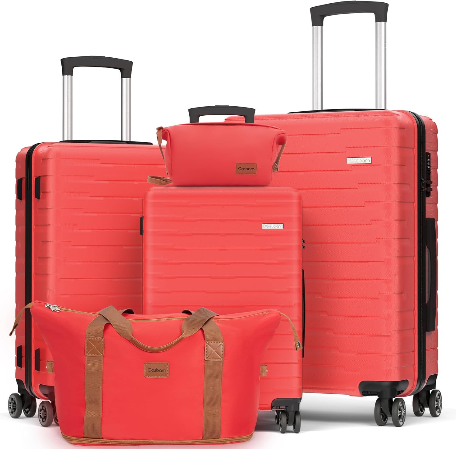 5-piece luggage set with wheels, ABS hardshell suitcase with spinner wheels wourant