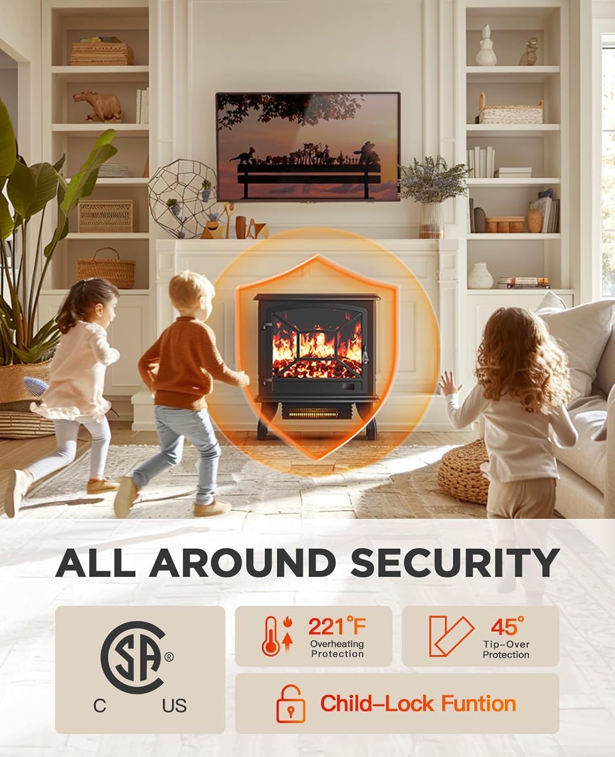 Silonn 50″Smart Electric Fireplace Heater with App & Remote Control, 5300 BTU Heat Output, Ultra-Slim Wall-Mounted or Recessed Electric Fireplace Inserts with Timer, 20 Flame Colors,WiFi Enabled wourant