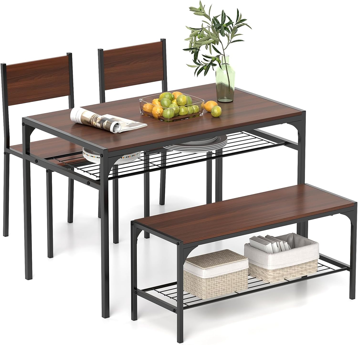 Giantex Dining Table Set for 4 43" Kitchen Table and Chairs Modern Functional Desk Set wourant