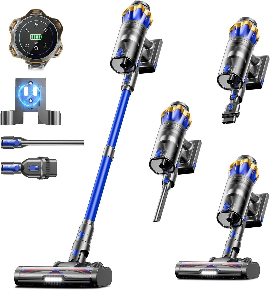 Cordless Vacuum Cleaner, Upgraded 650W 55KPA 70Mins Cordless Stick Vacuum Cleaner with Self-Standing and Touch Screen, Anti-tangle Wireless Vacumm, Vacuum Cleaners for Home/Pet Hair/Carpets/Floors woonhhop