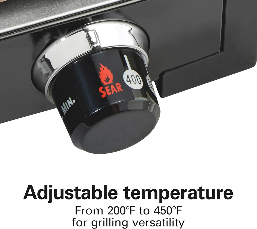 Electric Indoor Searing Grill with Viewing Window & Adjustable Temperature Control to 450F, 118 sq. in. Surface Serves 6, PFAS-Free Removable Nonstick Grate, Stainless Steel wourant