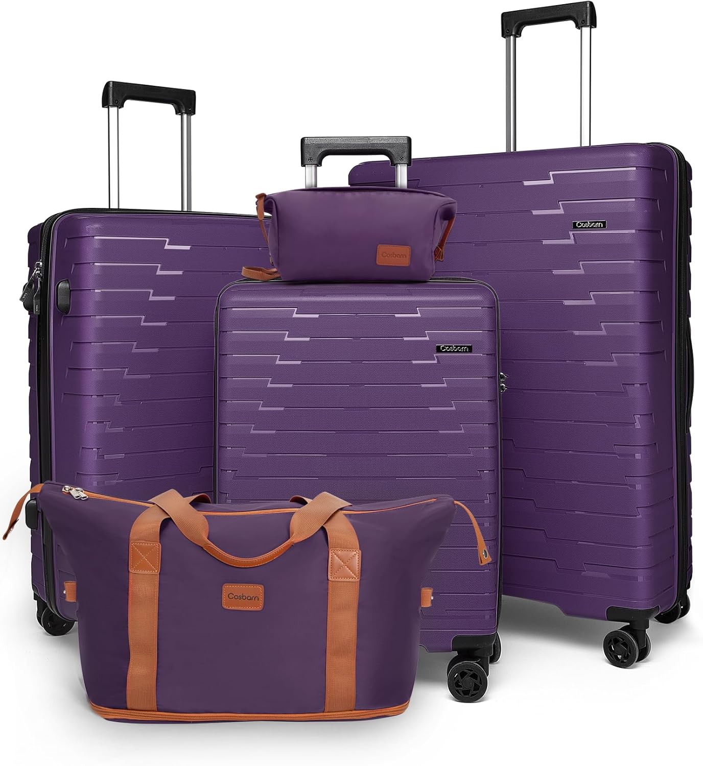 5-piece luggage set with wheels, ABS hardshell suitcase with spinner wheels wourant
