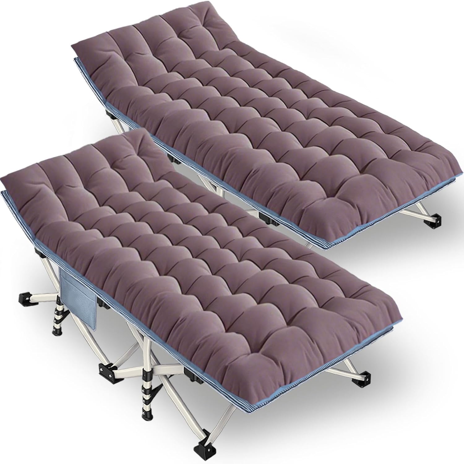 2 Pack Camping Cot with Mattress Comfortable Sleeping Cot Camping Cots for Adults 2 Person Folding Cot Heavy Duty Cots for Sleeping with Carry Bag Outdoor Indoor Home Vacation wourant
