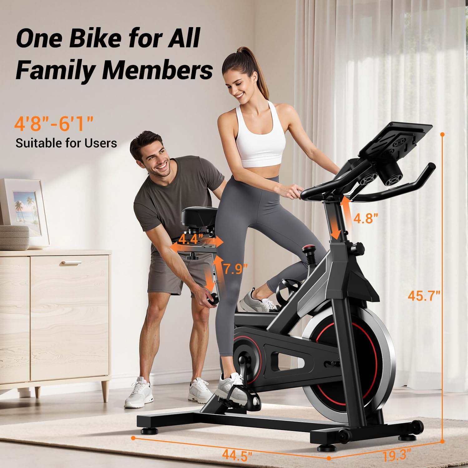 CURSOR FITNESS Exercise Bike, Stationary Bikes for Home, 300 LBS Capacity, Workout Bike with Silent Belt Drive, Indoor Cycling Bike with Extra Comfort Seat/IPad Mount/3 Bottle Holders wourant