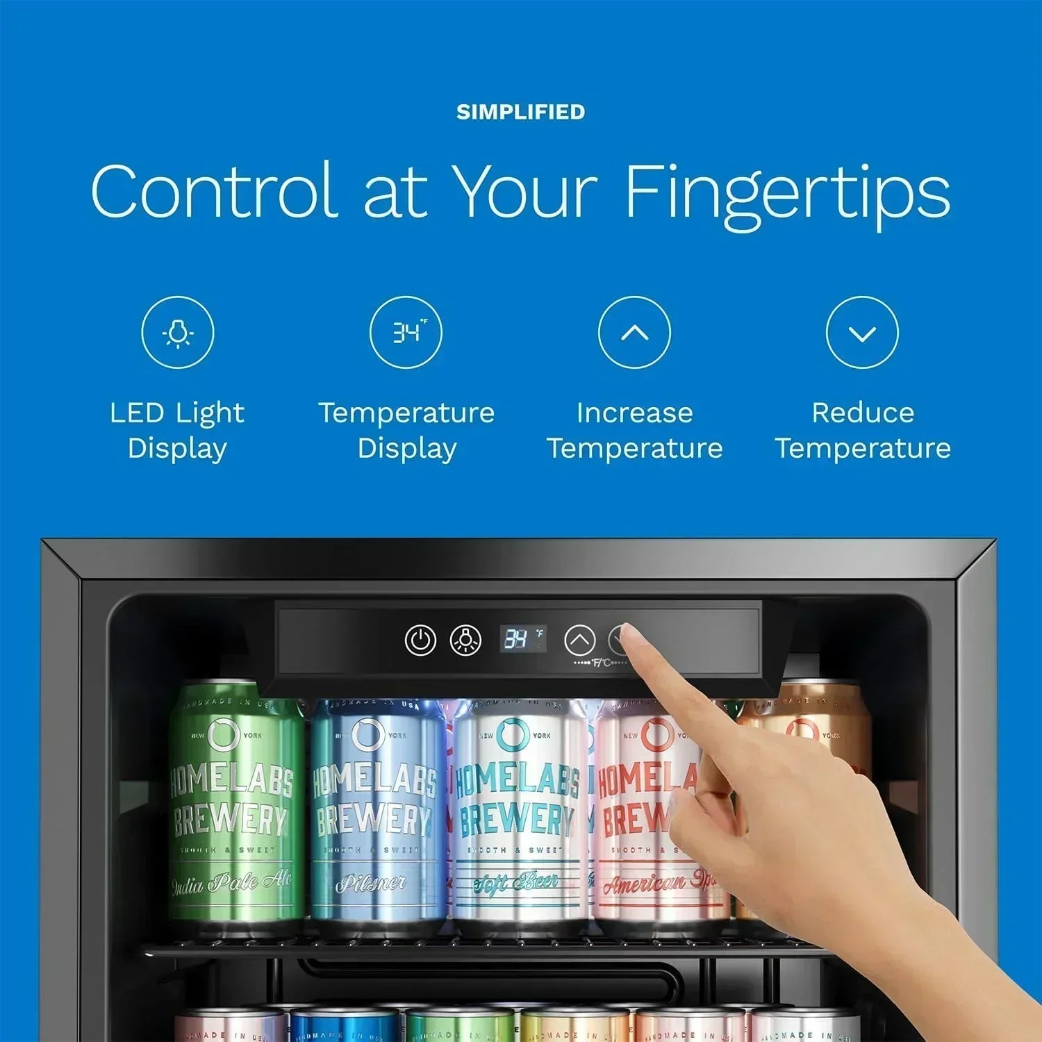 hOmeLabs Beverage Refrigerator and Cooler Mini Fridge with Glass Door for Soda Beer or Wine wourant