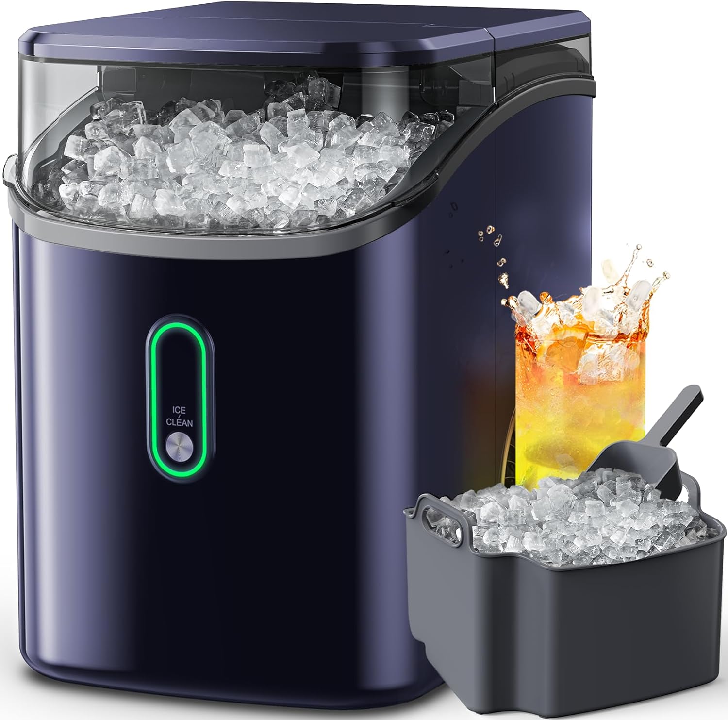 Silonn Nugget Ice Maker Countertop, Pebble Ice Makers with Crushed Soft Chewable Ice, 33lbs Per Day with Scoop, Pellet Portable Ice Machines with Auto-Cleaning for Home, Kitchen, Office, Black woonhhop