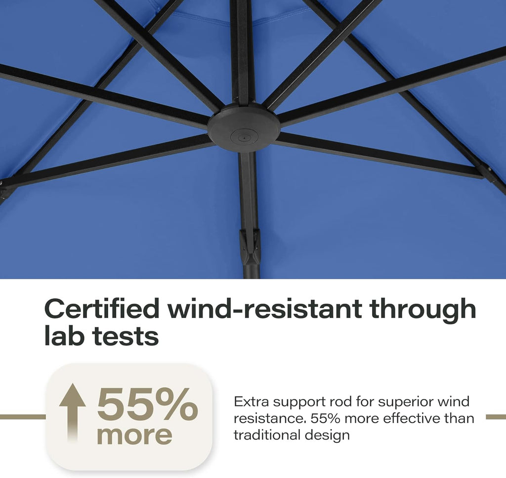 LAUSAINT HOME Outdoor Patio Umbrella with Base included, 11 FT Deluxe Curvy Cantilever Umbrella Heavy Duty Offset Hanging Umbrella with 360° Rotation for Market, Pool, Garden, Backyard, Deck (Beige) wourant