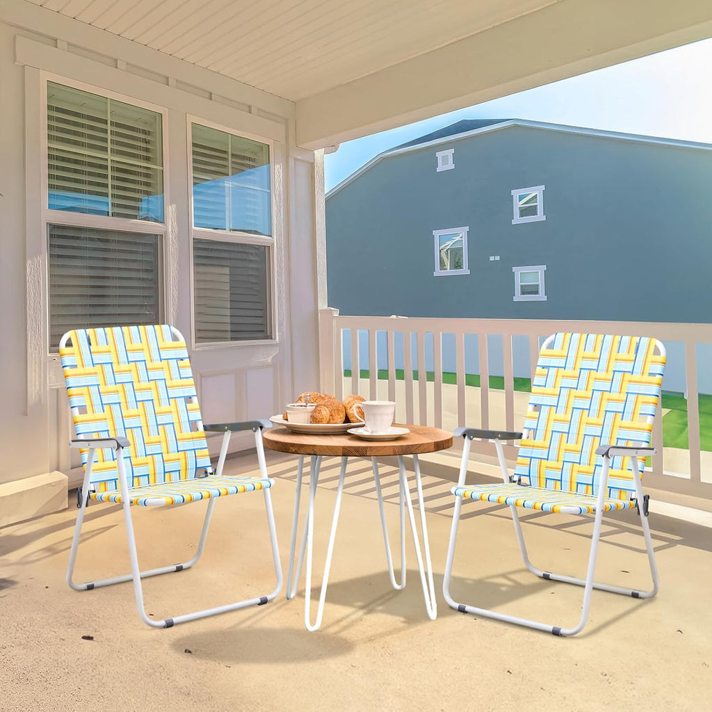 VINGLI Patio Lawn Webbed Folding Chairs Set of 2, Outdoor Beach Portable Lawn Chair Camping Chair Beach Chair wourant
